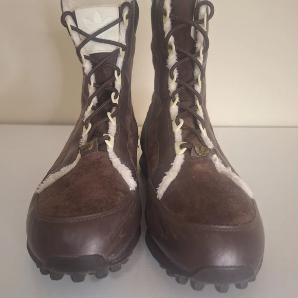 Adidas leather sherpa lined lace up ankle boots SZ 8 - Picture 5 of 12